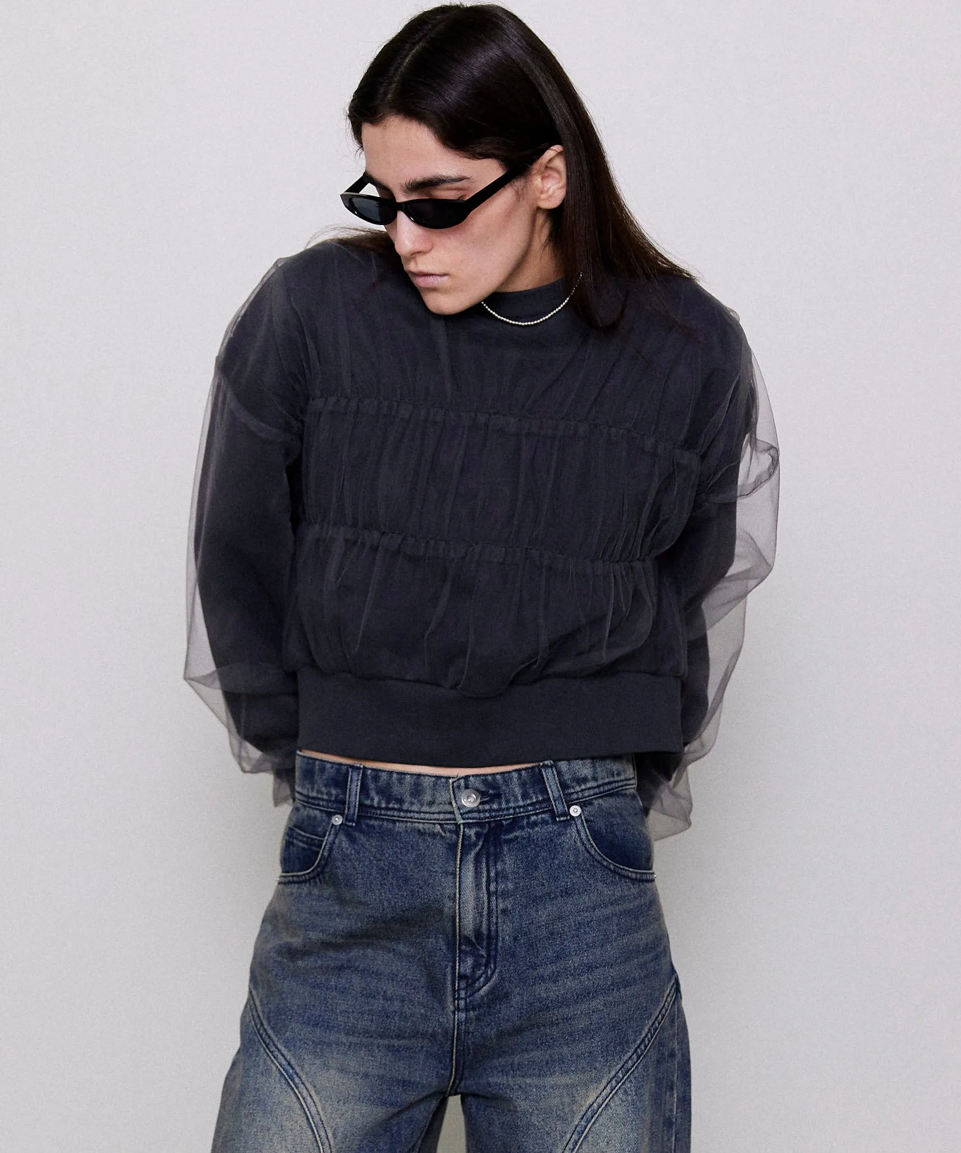 【SALE】Tulle Layered Sweatshirt