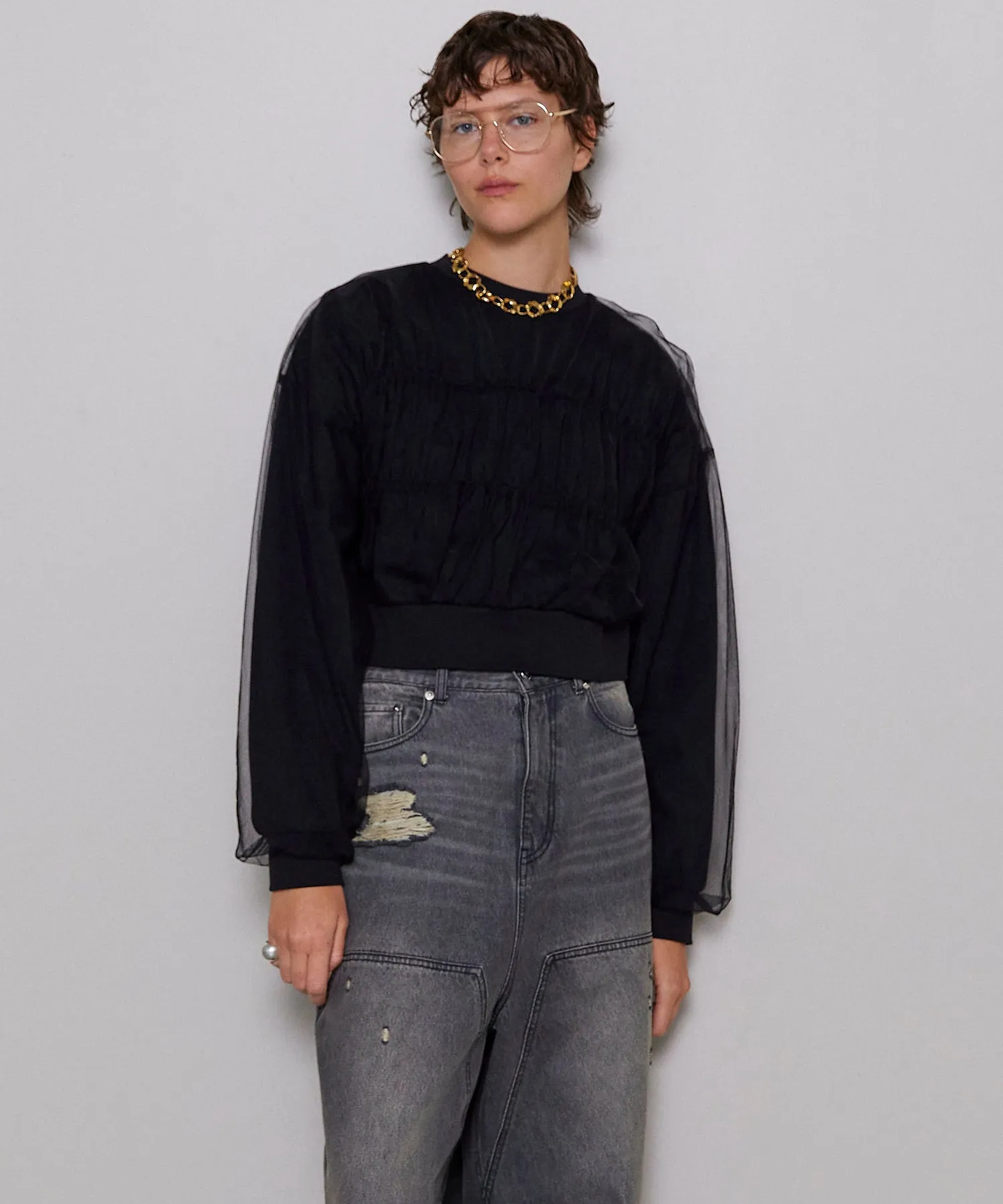 【SALE】Tulle Layered Sweatshirt