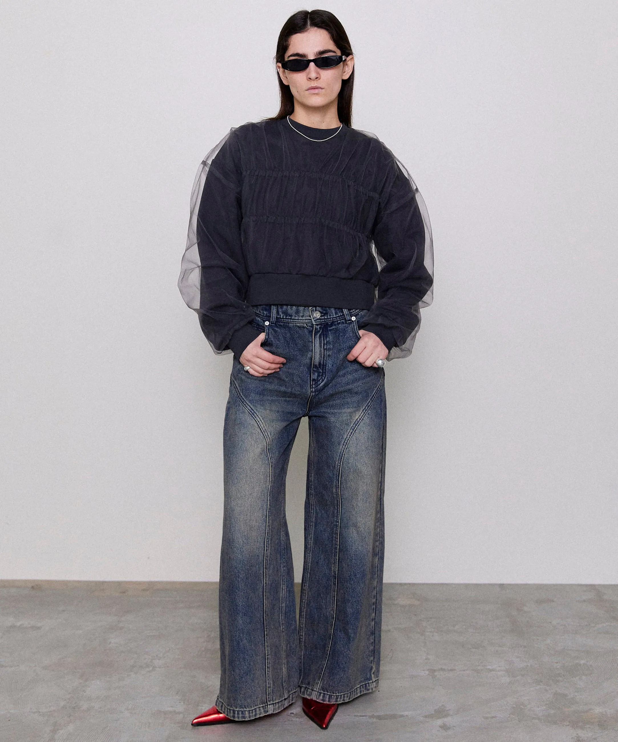 【SALE】Tulle Layered Sweatshirt