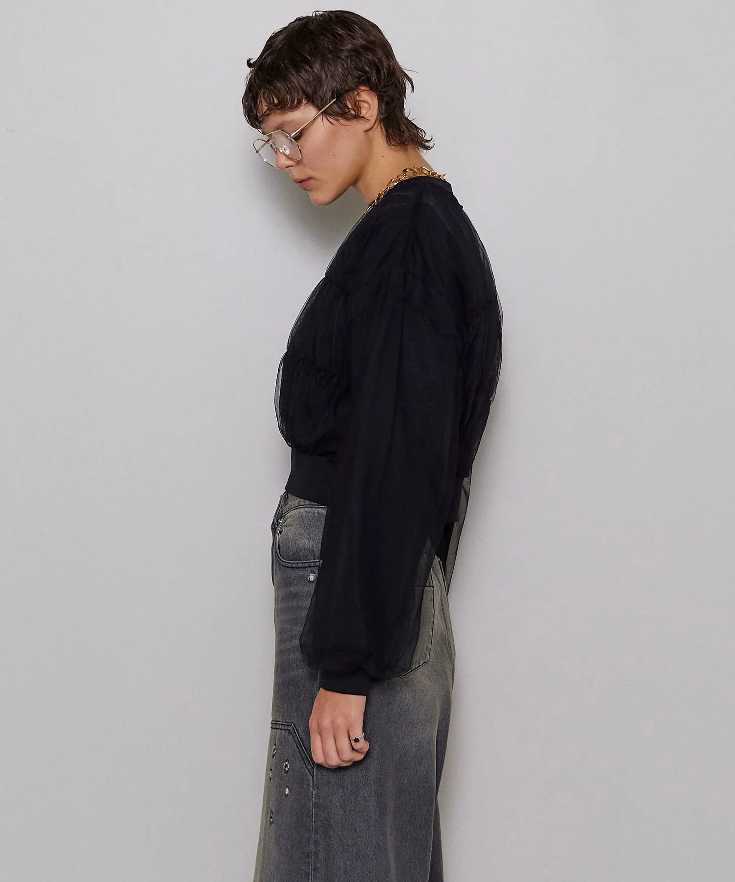 【SALE】Tulle Layered Sweatshirt