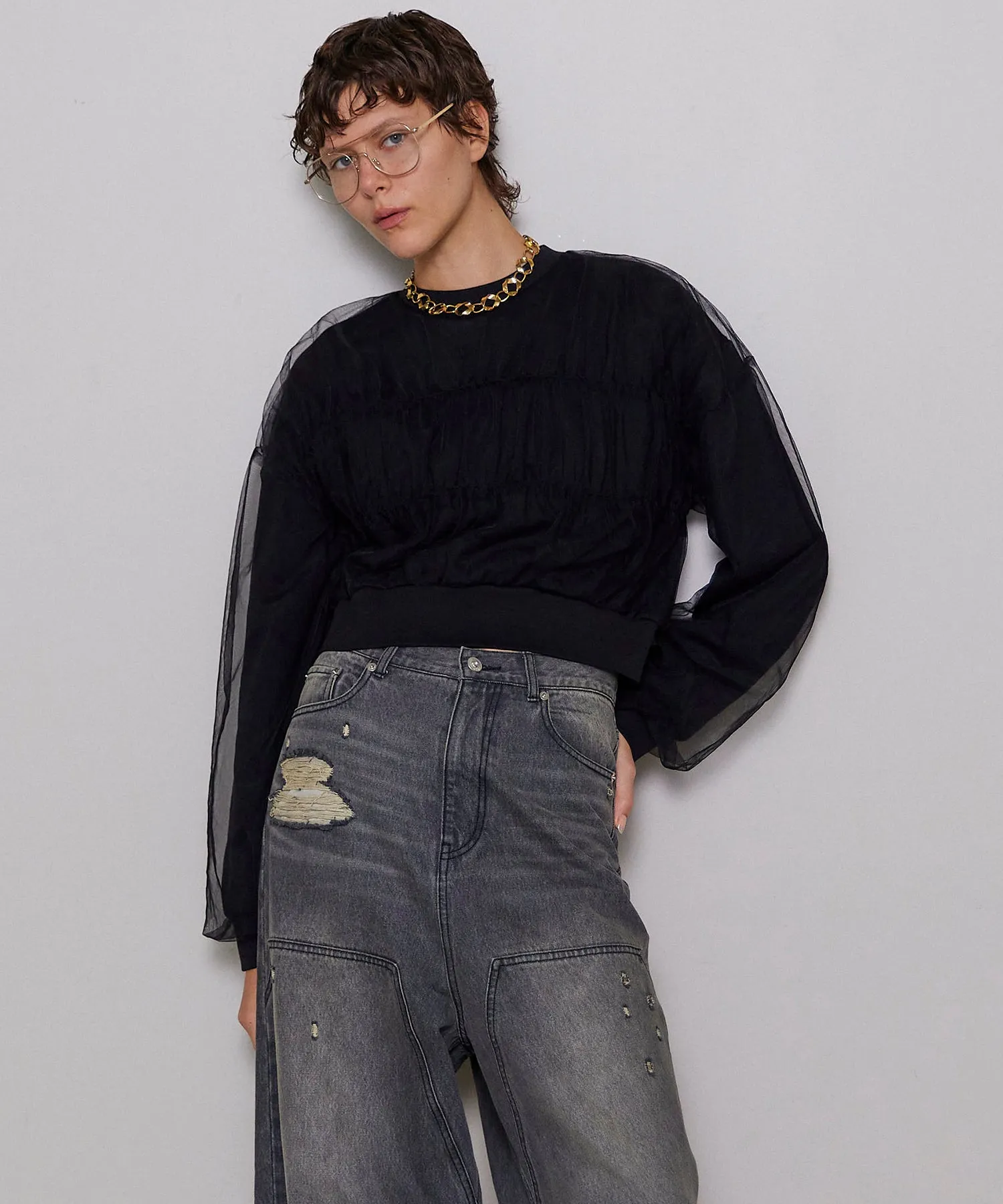 【SALE】Tulle Layered Sweatshirt