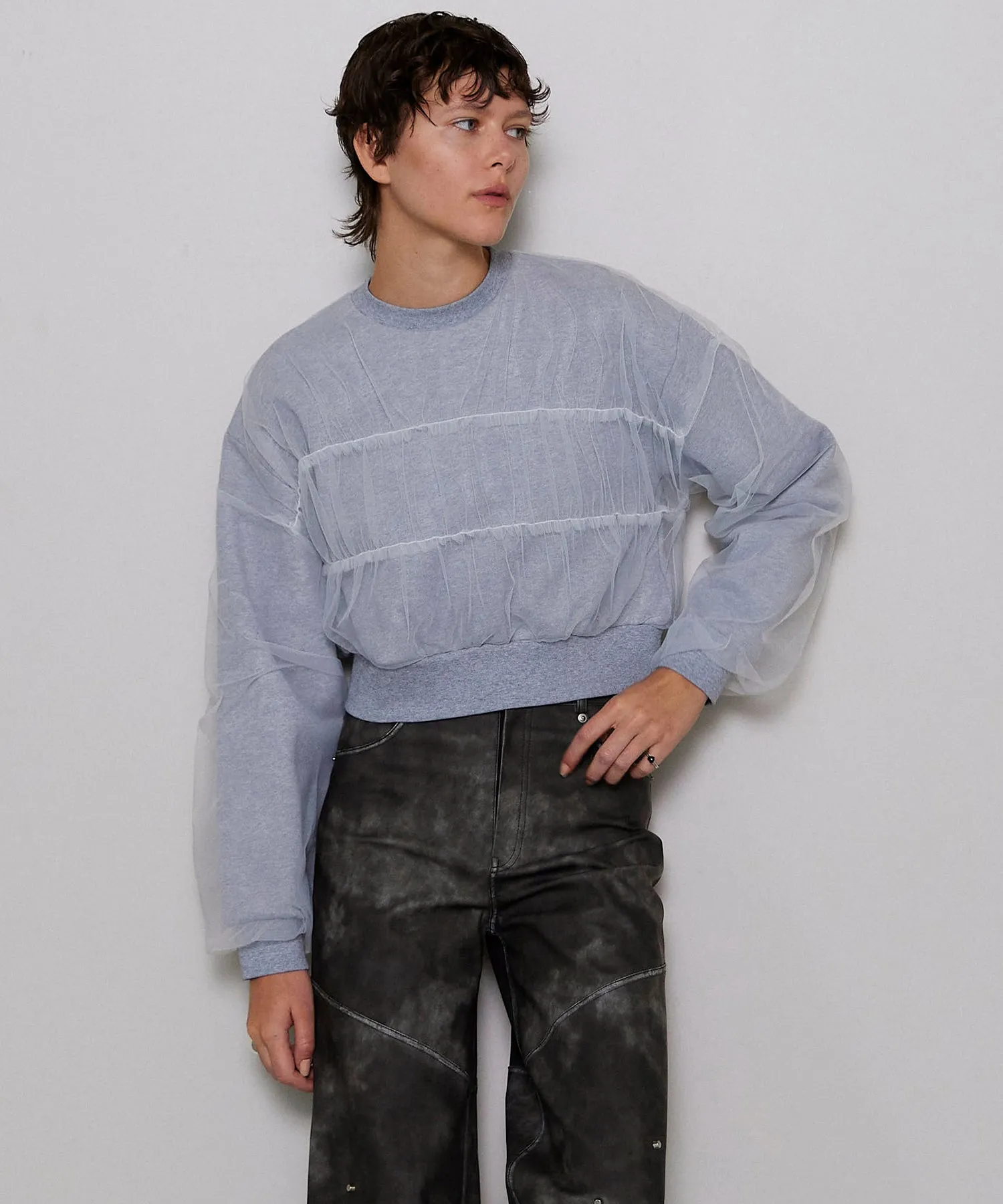 【SALE】Tulle Layered Sweatshirt