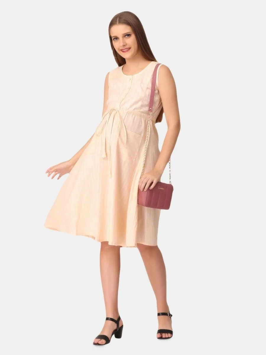Sandal Shimmer Yarn Dyed Stripe Maternity and Nursing Dress