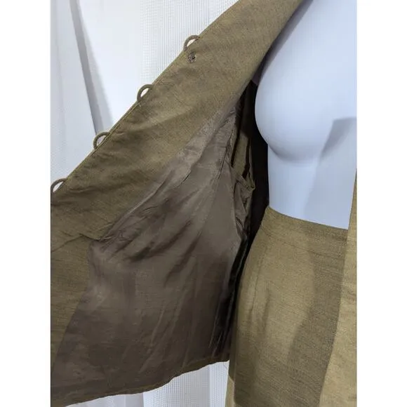 SARAH ELIZABETH! PALEST SAGE GREEN RAW FINISH EMBROIDERED SKIRT SUIT! SZ 22W