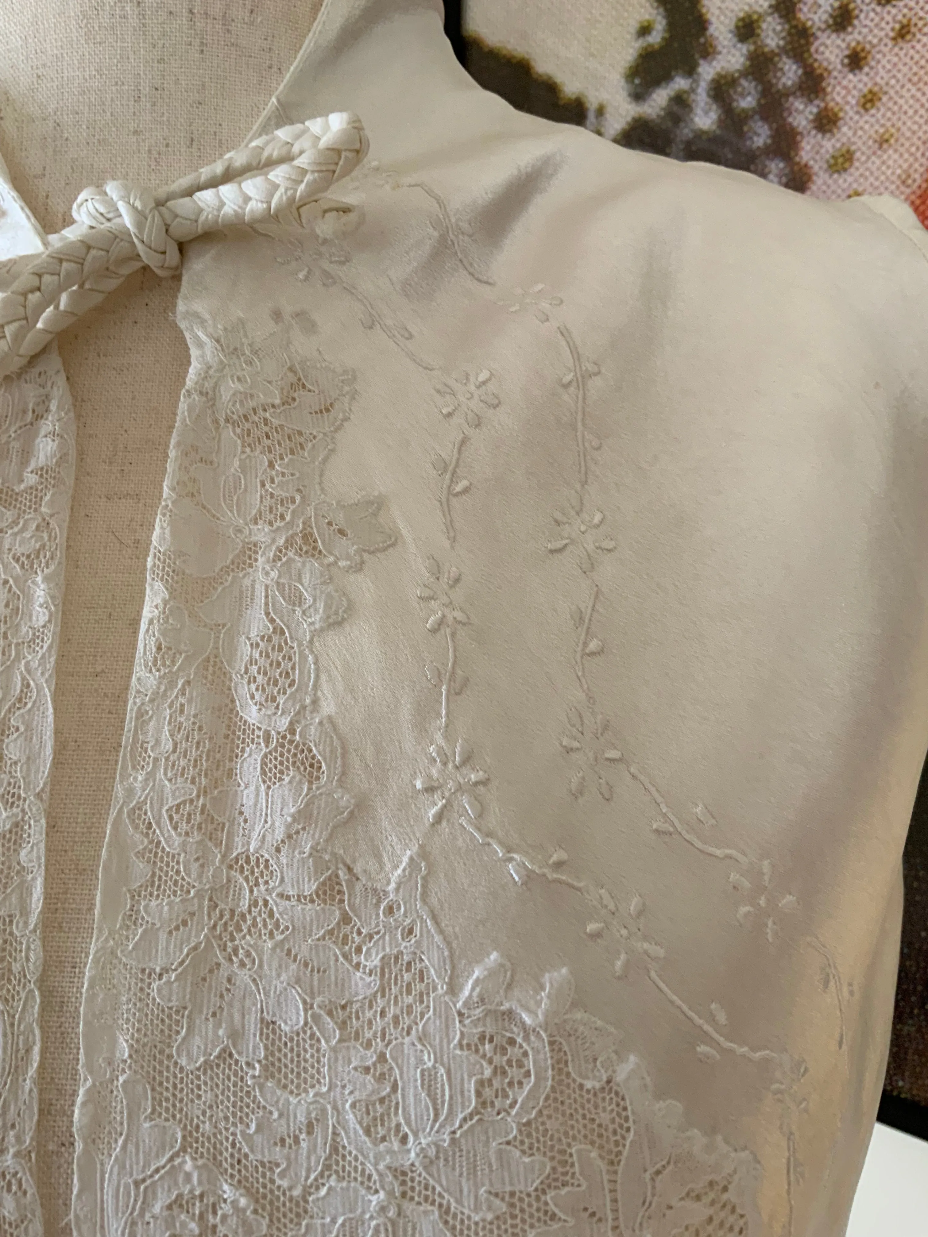Satin Lace Bed Jacket - 50s - 50P