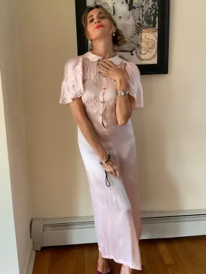 satin Nightgown Peach Pink - 40s - 40P