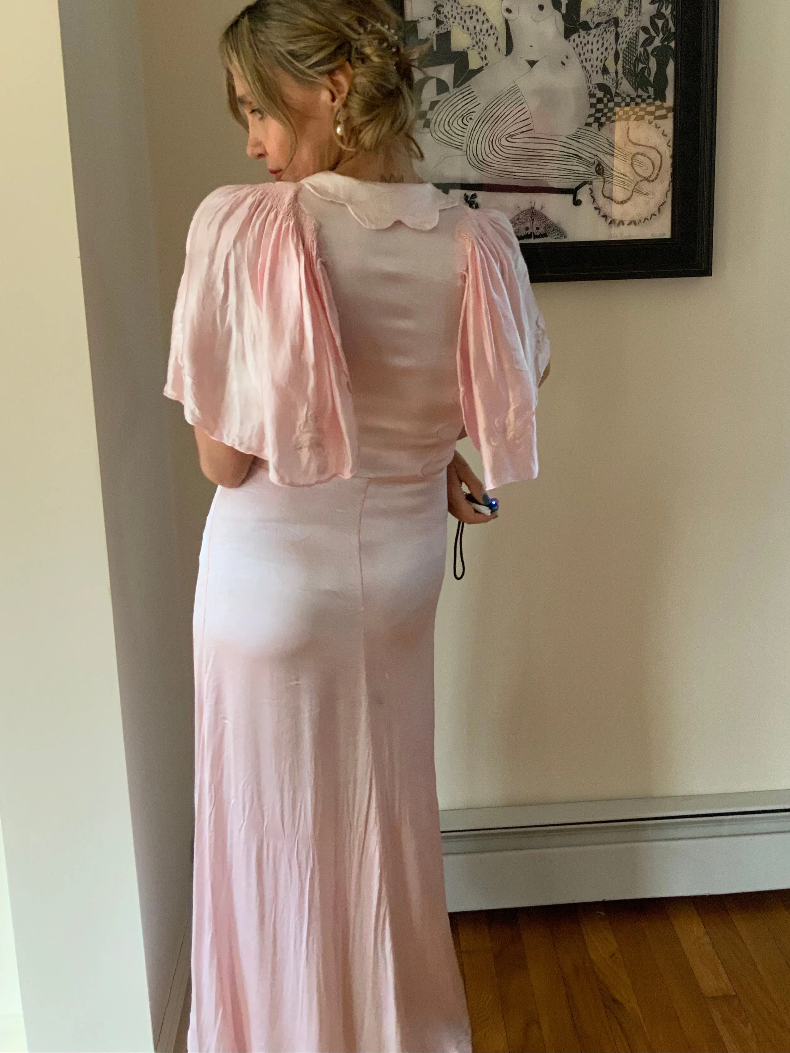 satin Nightgown Peach Pink - 40s - 40P