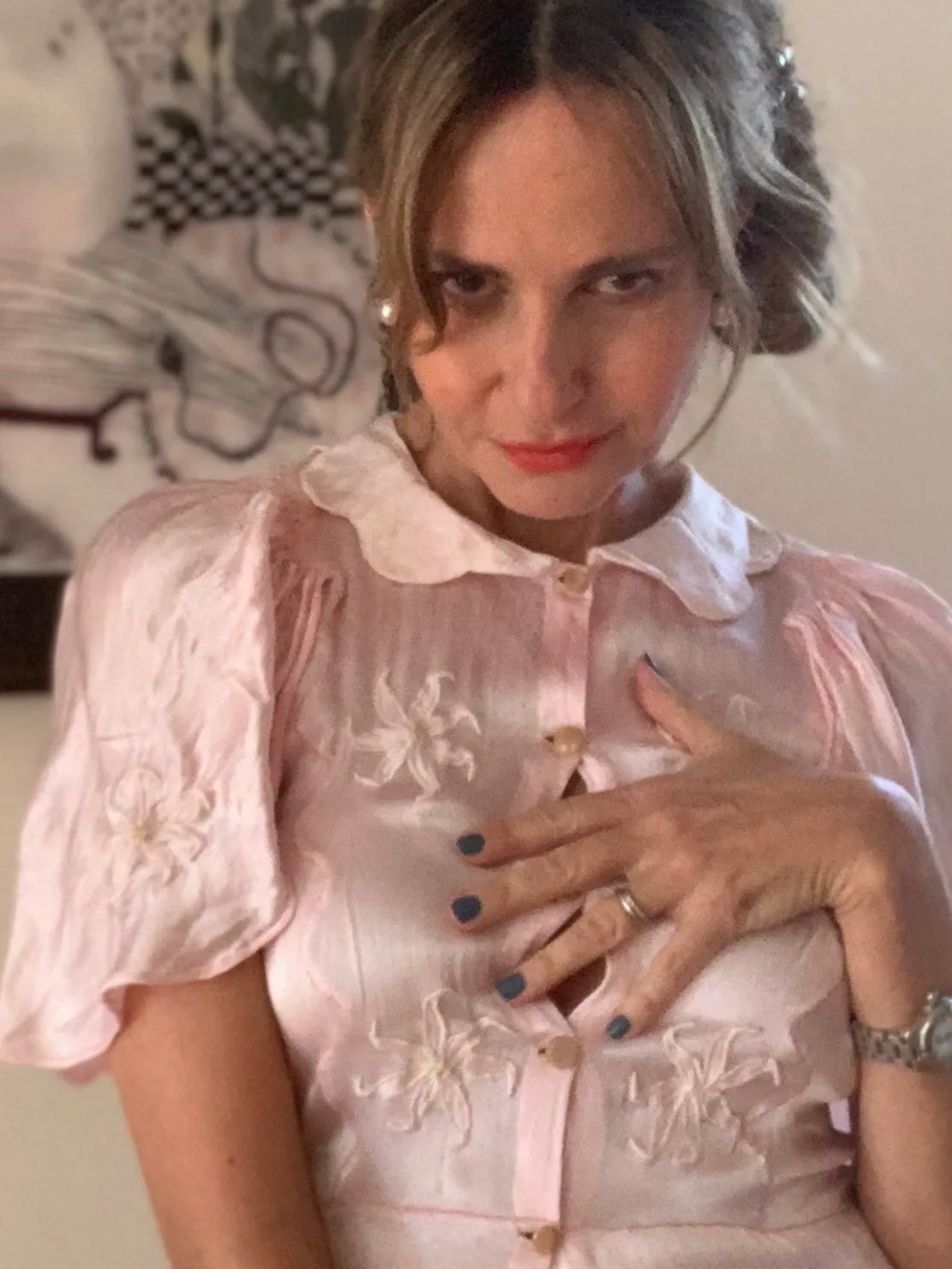 satin Nightgown Peach Pink - 40s - 40P