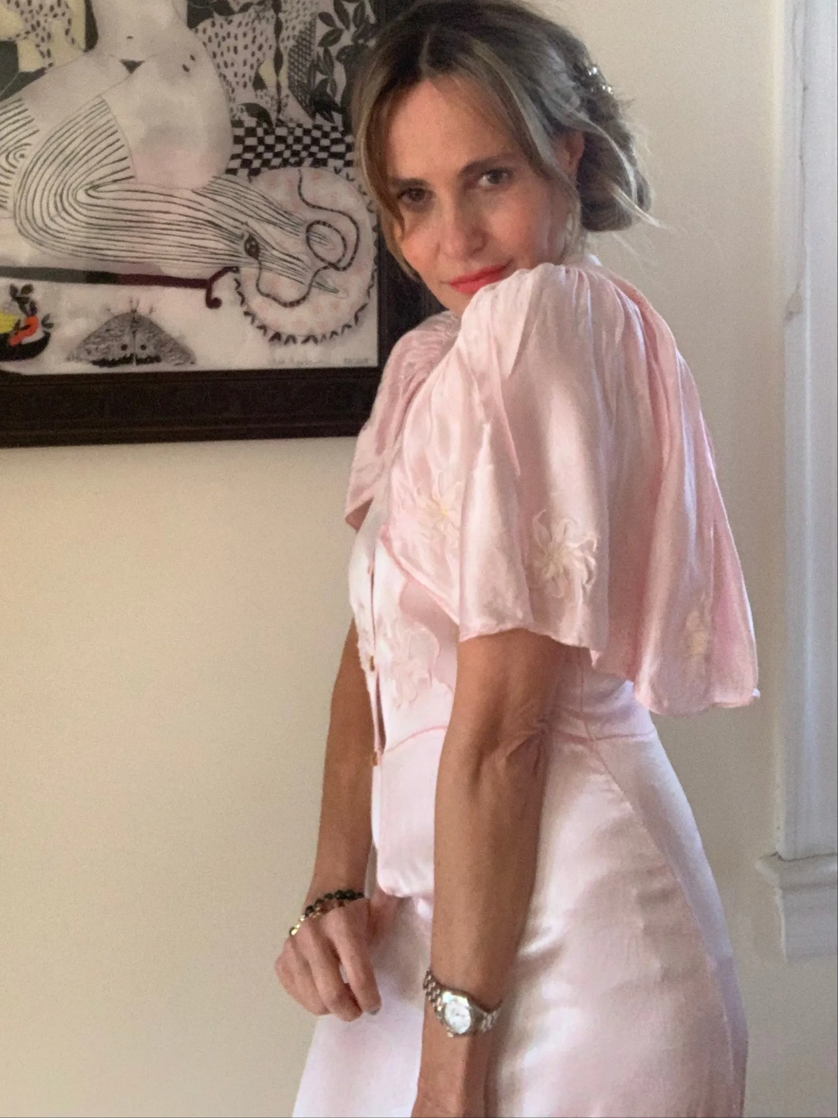 satin Nightgown Peach Pink - 40s - 40P
