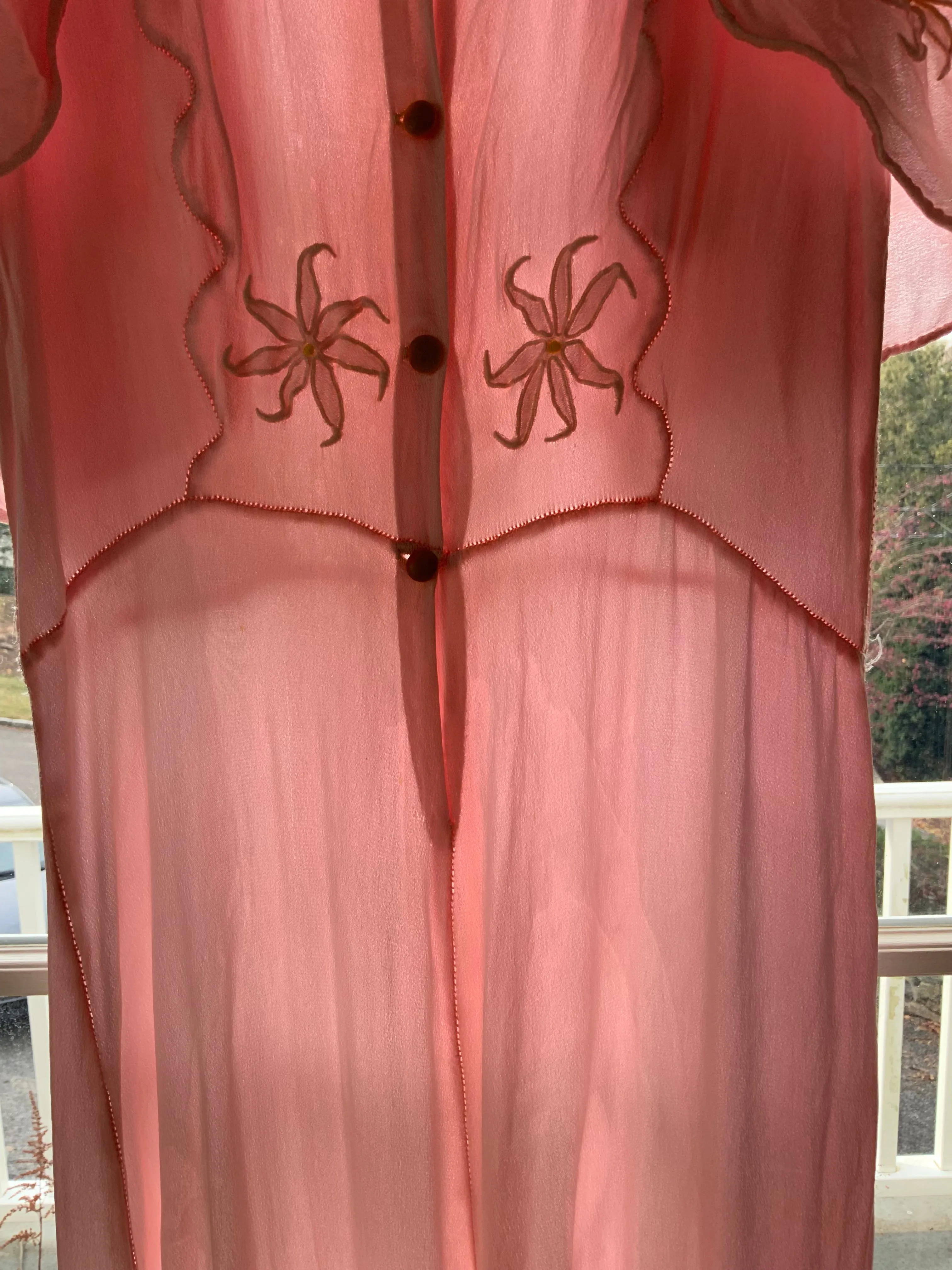 satin Nightgown Peach Pink - 40s - 40P