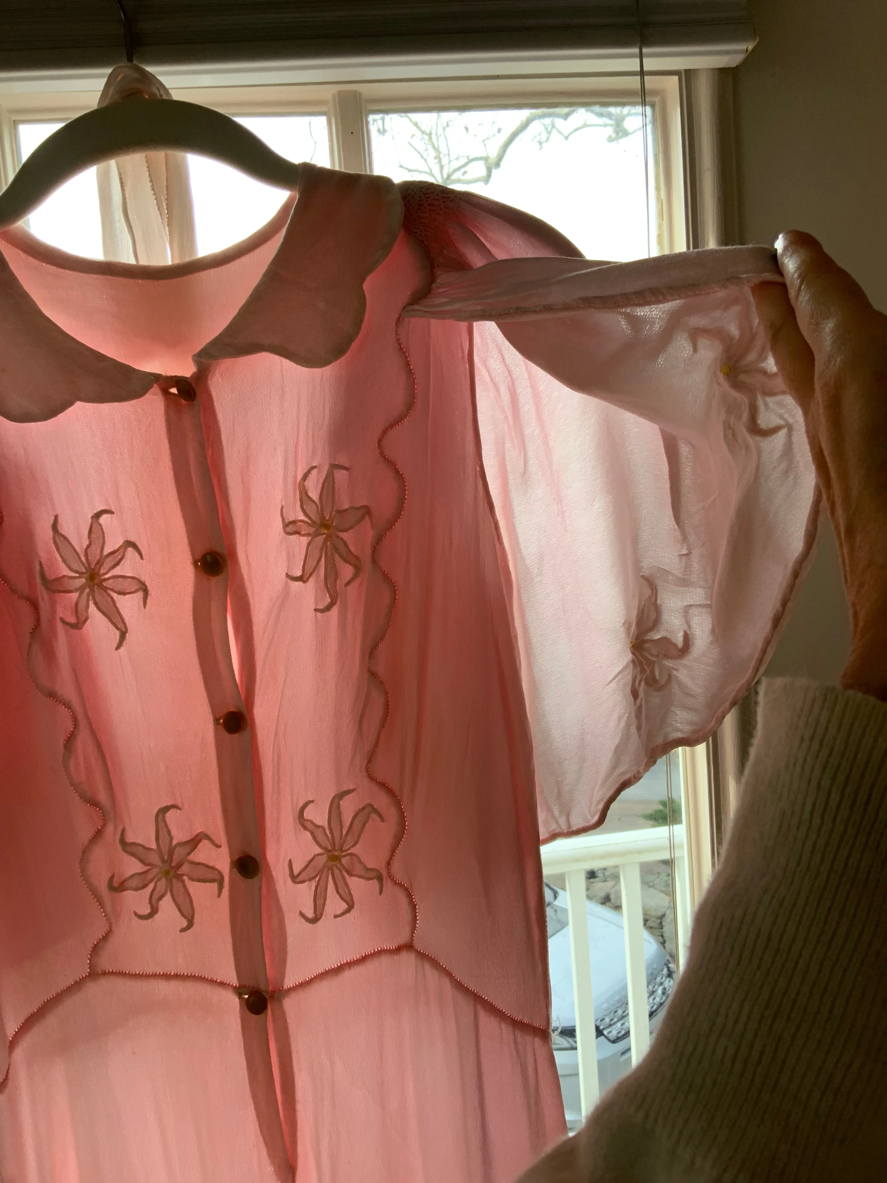 satin Nightgown Peach Pink - 40s - 40P
