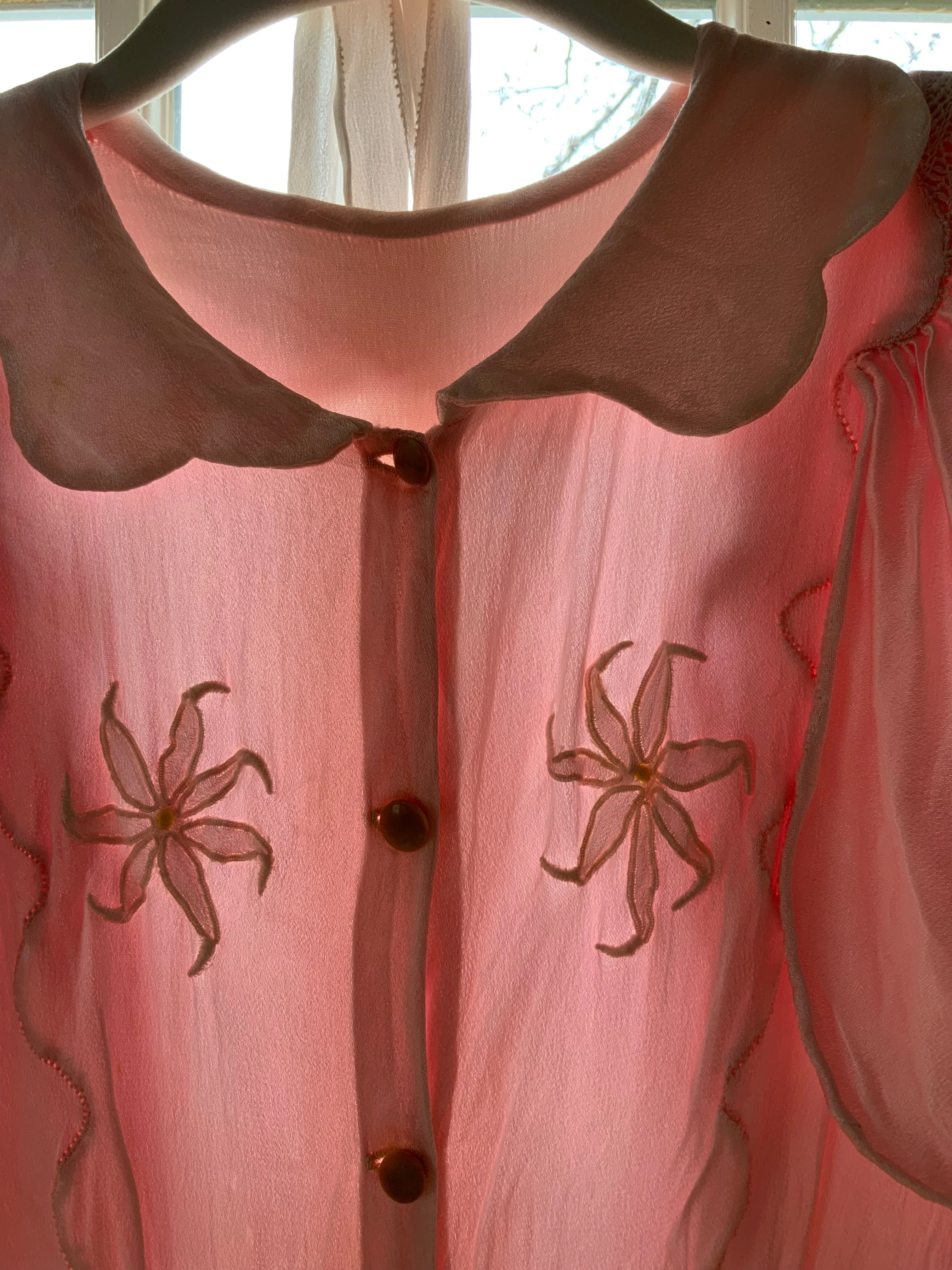 satin Nightgown Peach Pink - 40s - 40P