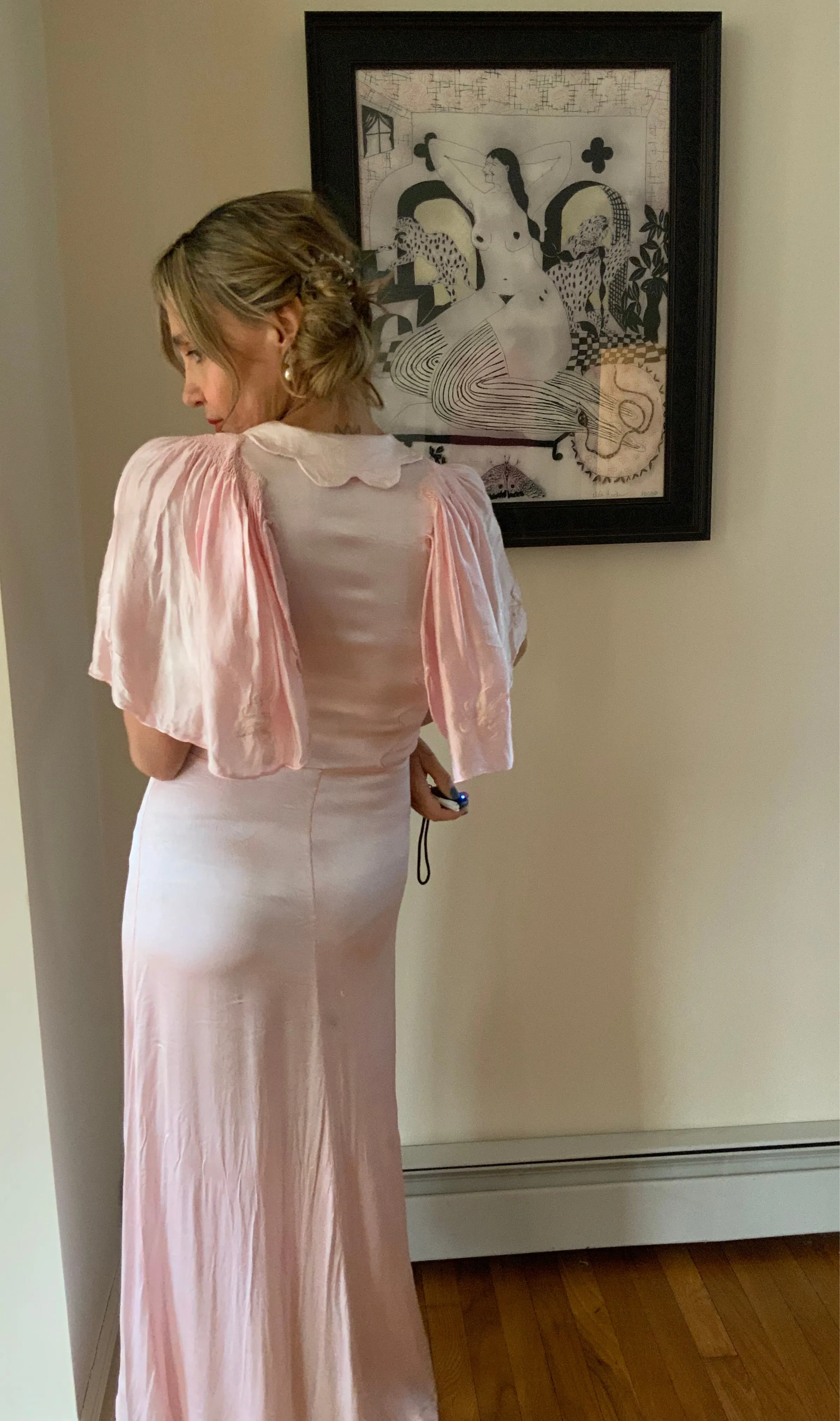 satin Nightgown Peach Pink - 40s - 40P