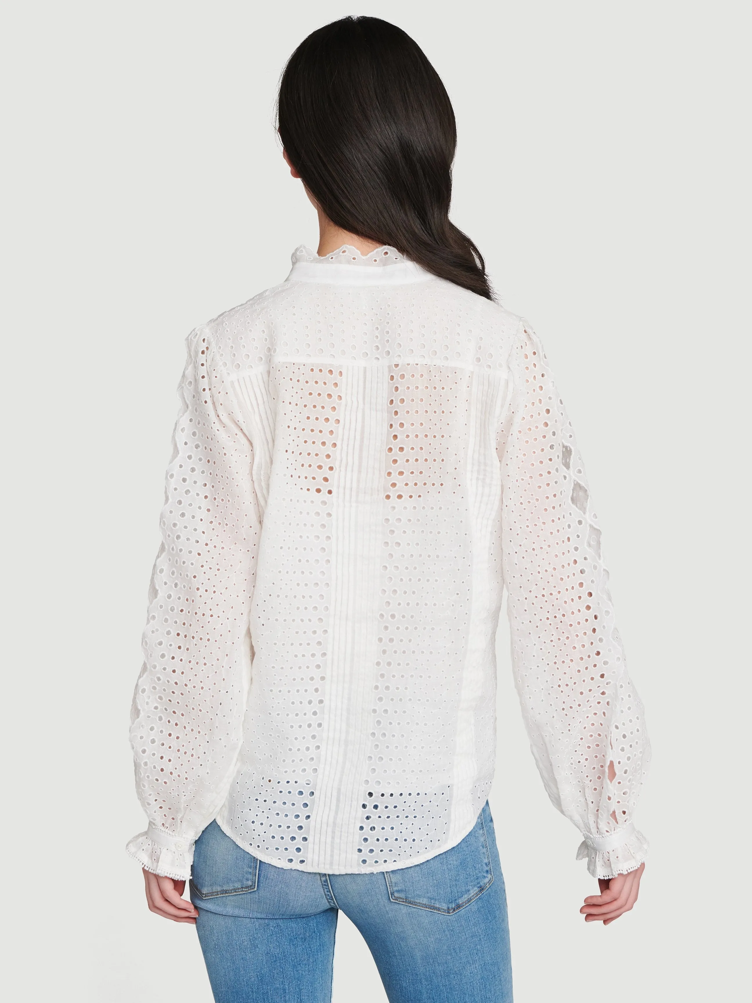 Scallop Button Down Shirt -- Blanc