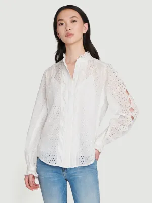 Scallop Button Down Shirt -- Blanc