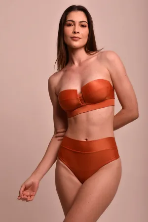 Seamless Curve Terracotta Hot Pant Bikini Bottom - High-Waist Fit