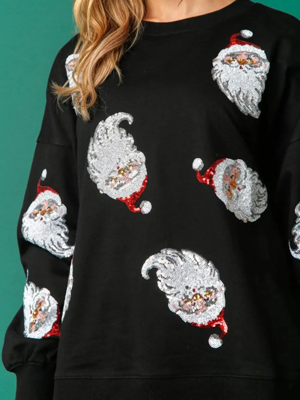 Sequin Santa French Terry Sweatshirt