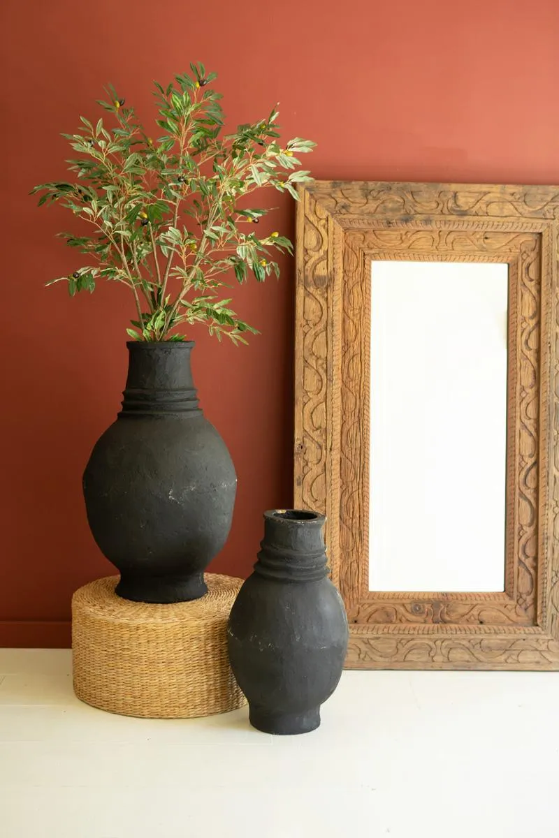 Set of 2 Paper Mache Oval Urns