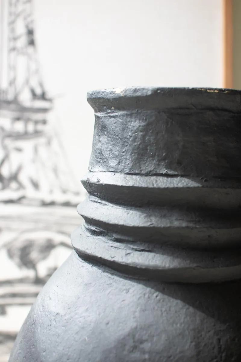 Set of 2 Paper Mache Oval Urns