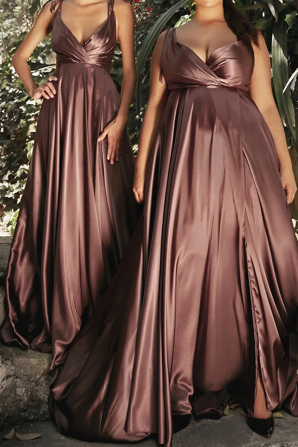 Sexy Satin Split Front Spaghetti Strapes Prom Dress