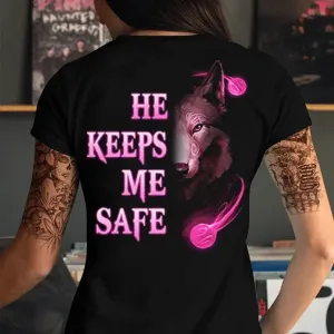 She Keeps Me Strong He Keeps Me Safe Couple Matching T Shirt