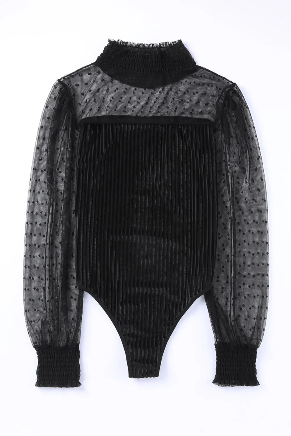 Sheer Dotty Ribbed Velvet Bodysuit