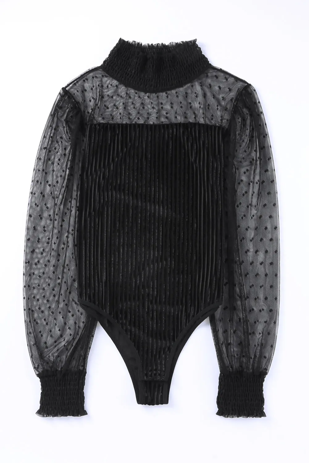 Sheer Dotty Ribbed Velvet Bodysuit