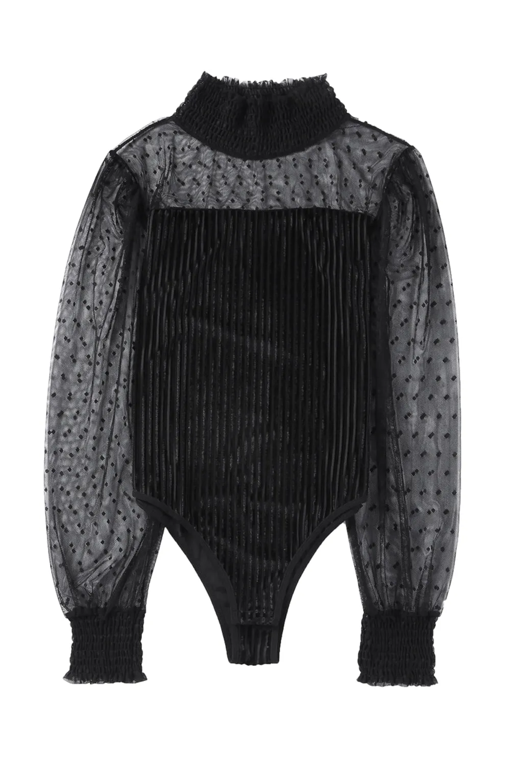 Sheer Dotty Ribbed Velvet Bodysuit
