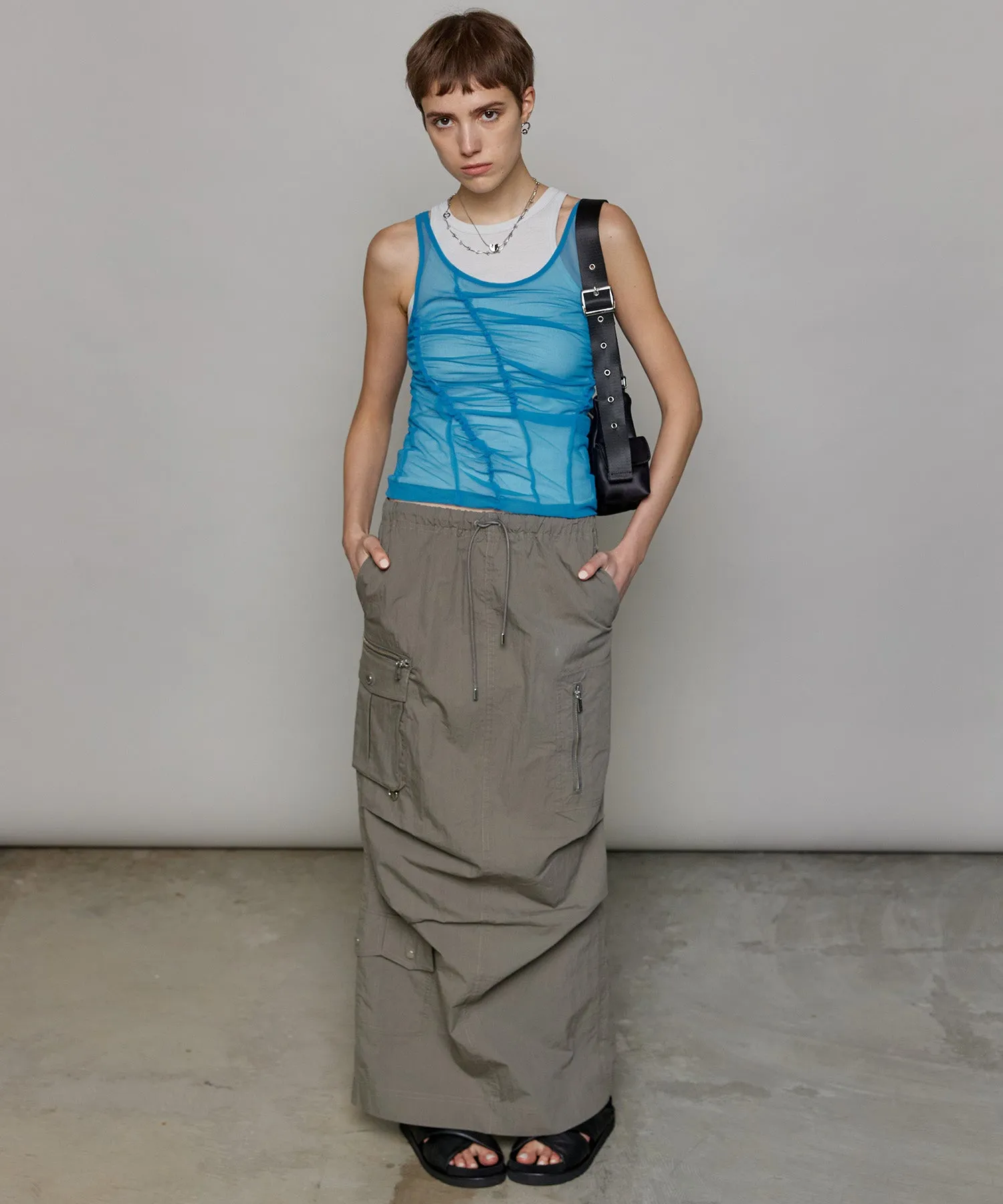 Sheer Drape layered Tank Top