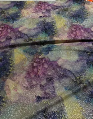 Shimmering Tie Dye Lurex Fabric with Glitter - 4-Way Stretch Material