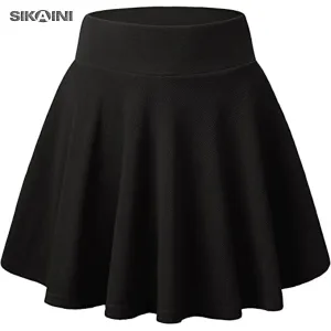 SIKAINI Women's Casual Stretchy Flared Pleated Mini Skater Skirt with Shorts