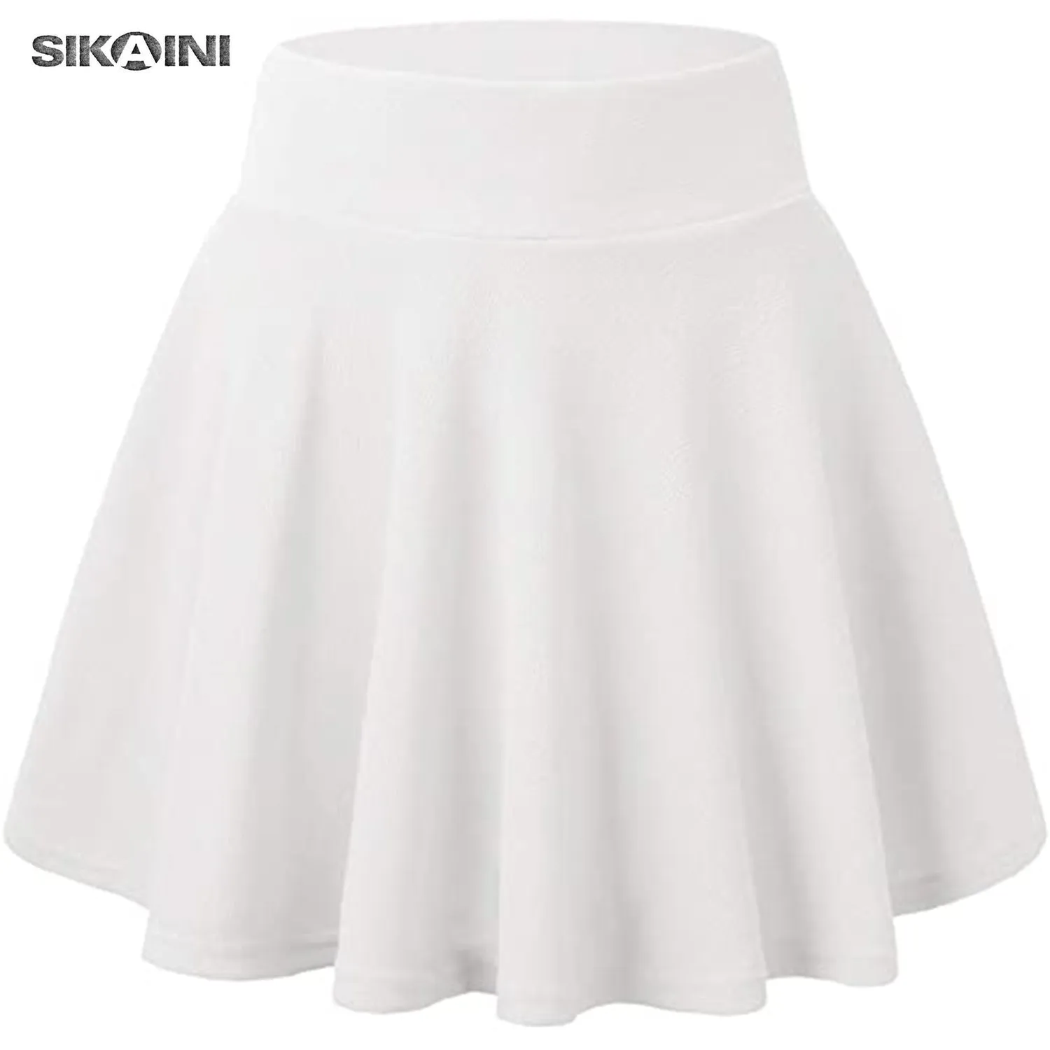 SIKAINI Women's Casual Stretchy Flared Pleated Mini Skater Skirt with Shorts