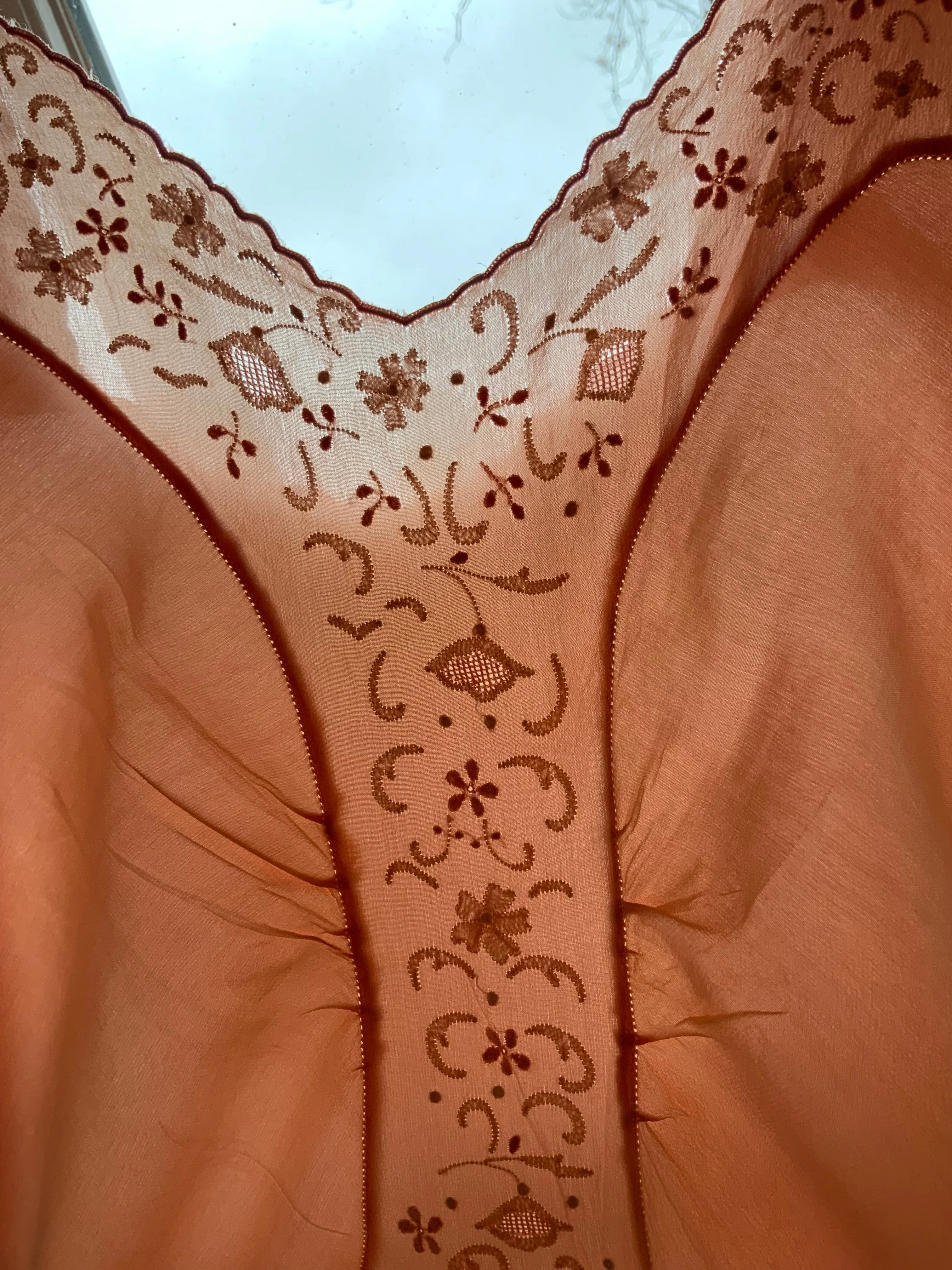 Silk Nightgown Embroidered - 40s - 40O
