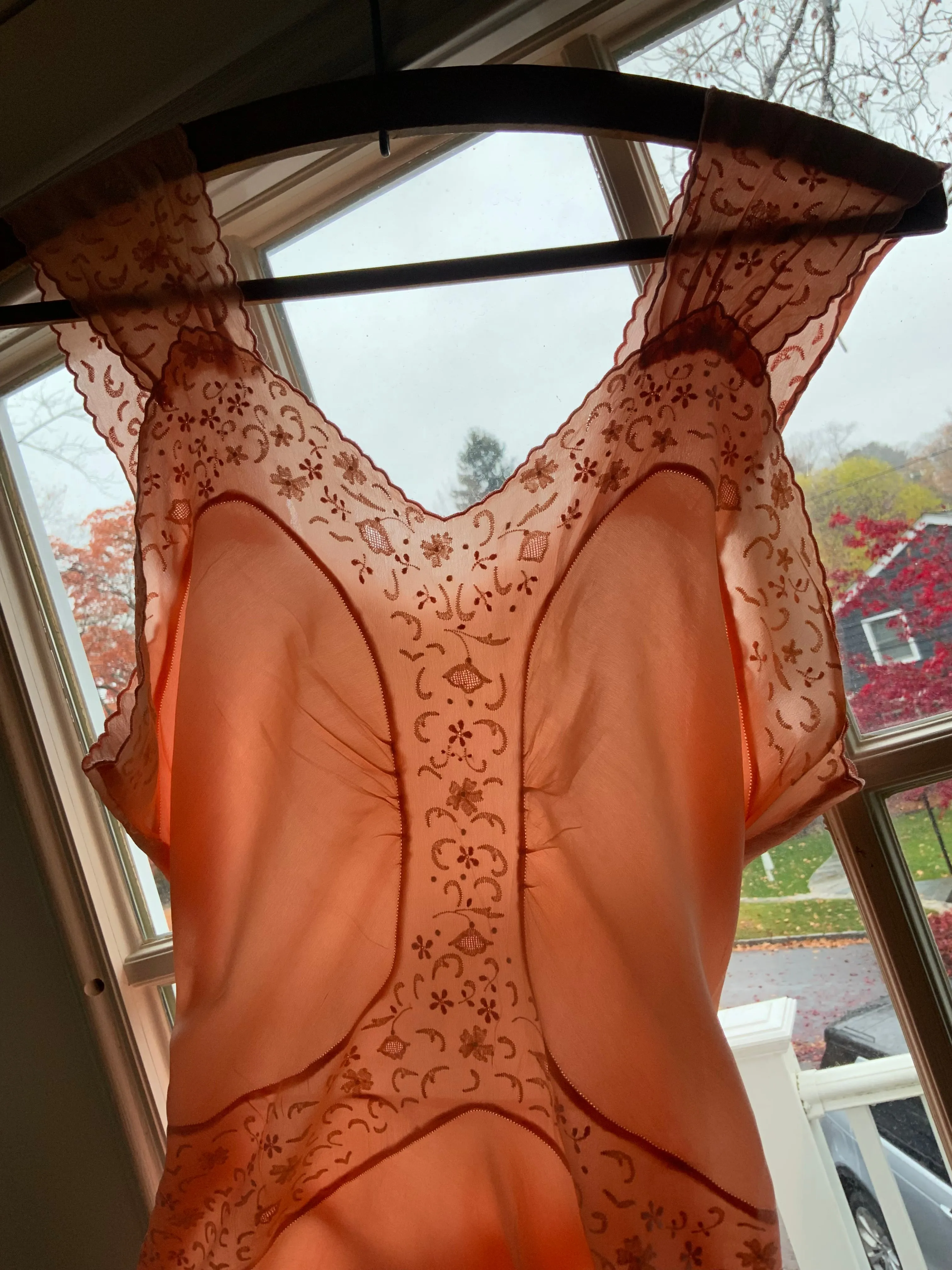 Silk Nightgown Embroidered - 40s - 40O