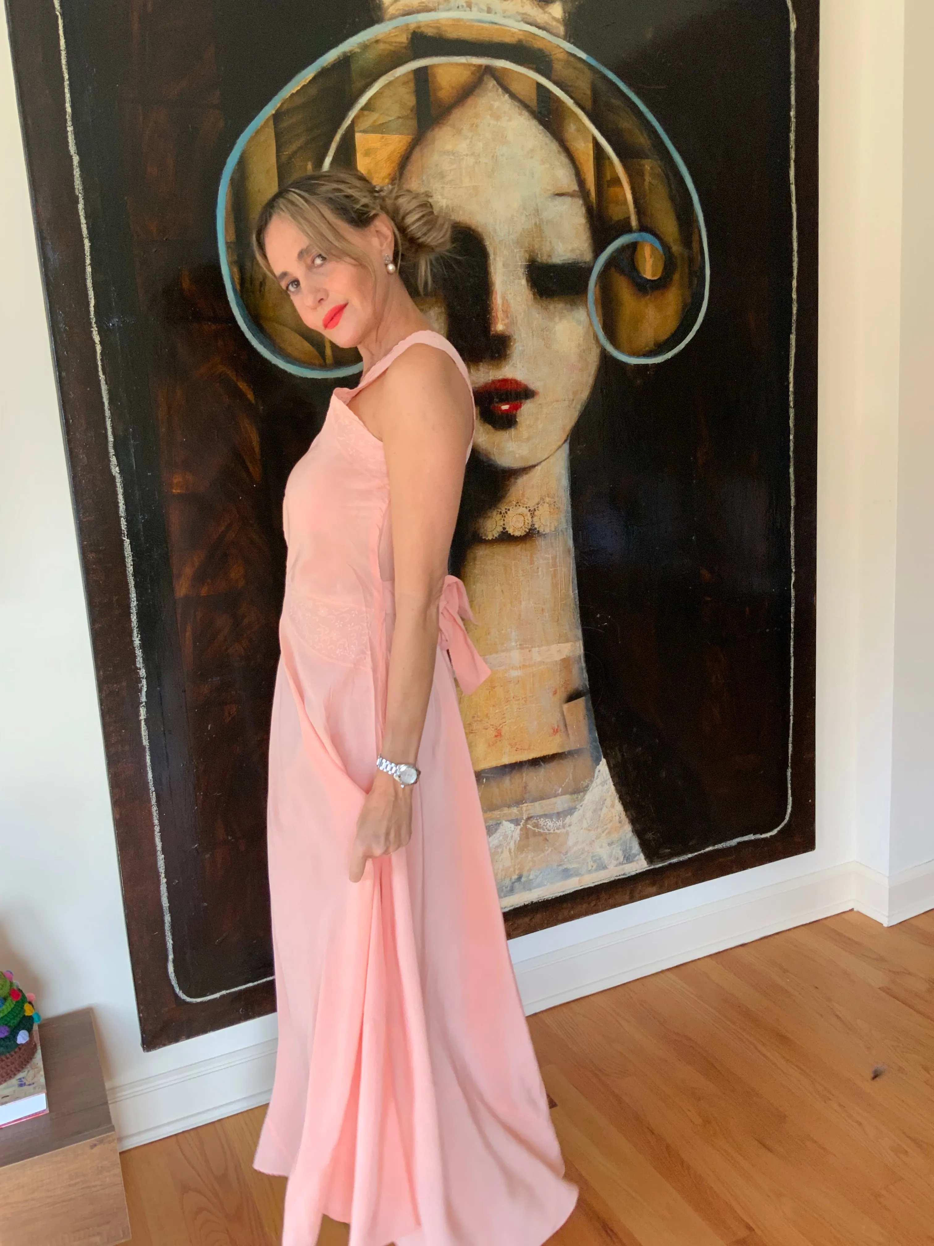 Silk Nightgown Embroidered - 40s - 40O