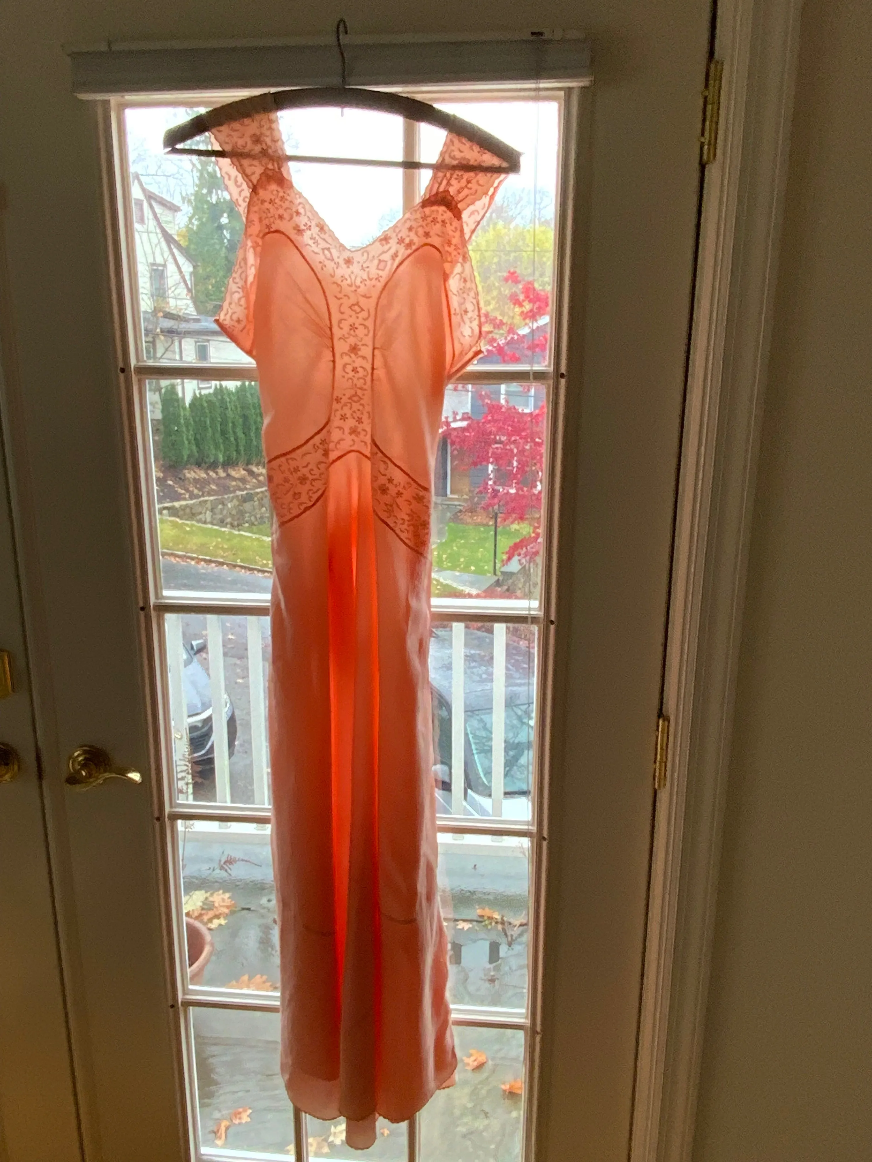 Silk Nightgown Embroidered - 40s - 40O