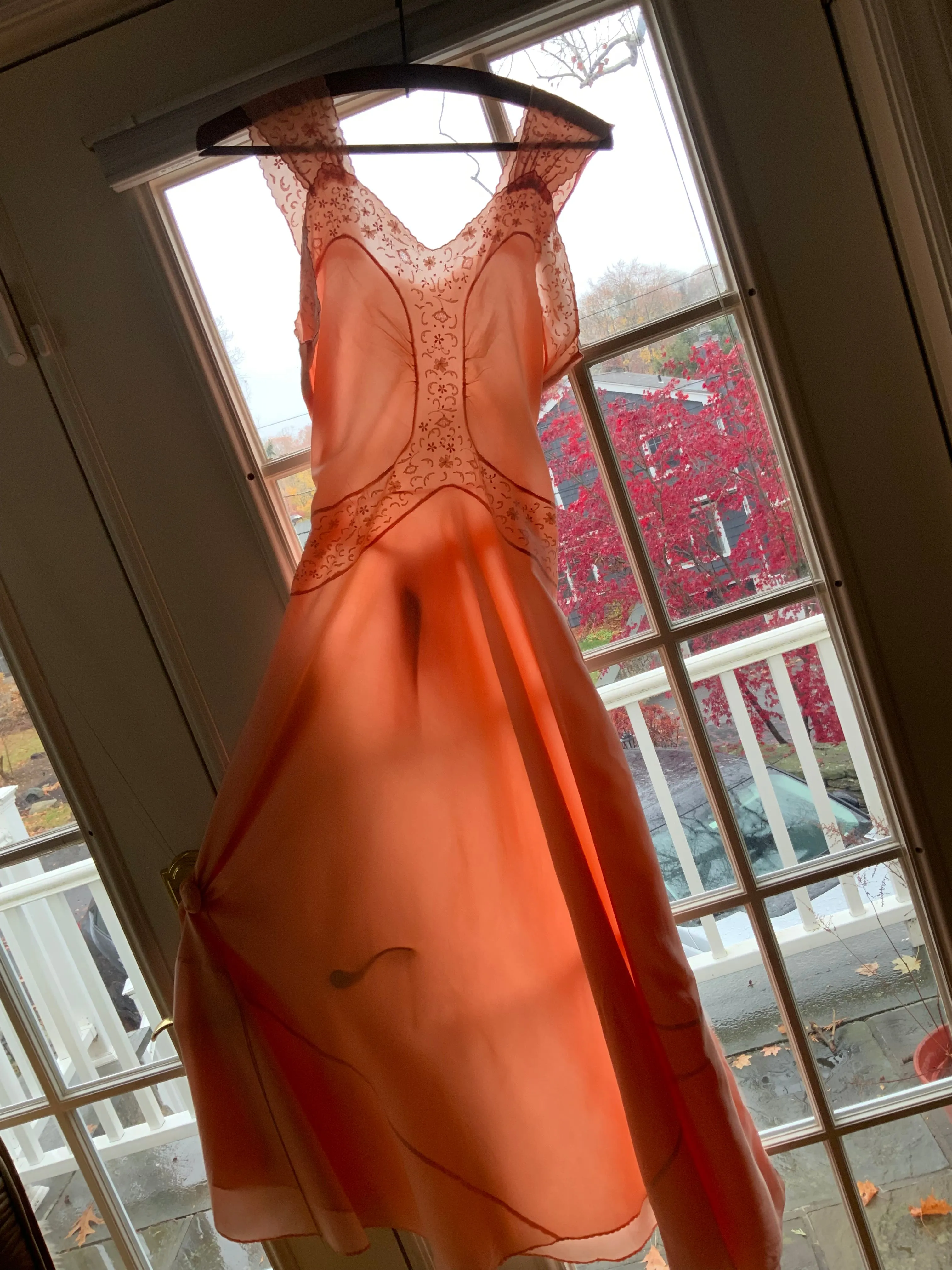 Silk Nightgown Embroidered - 40s - 40O