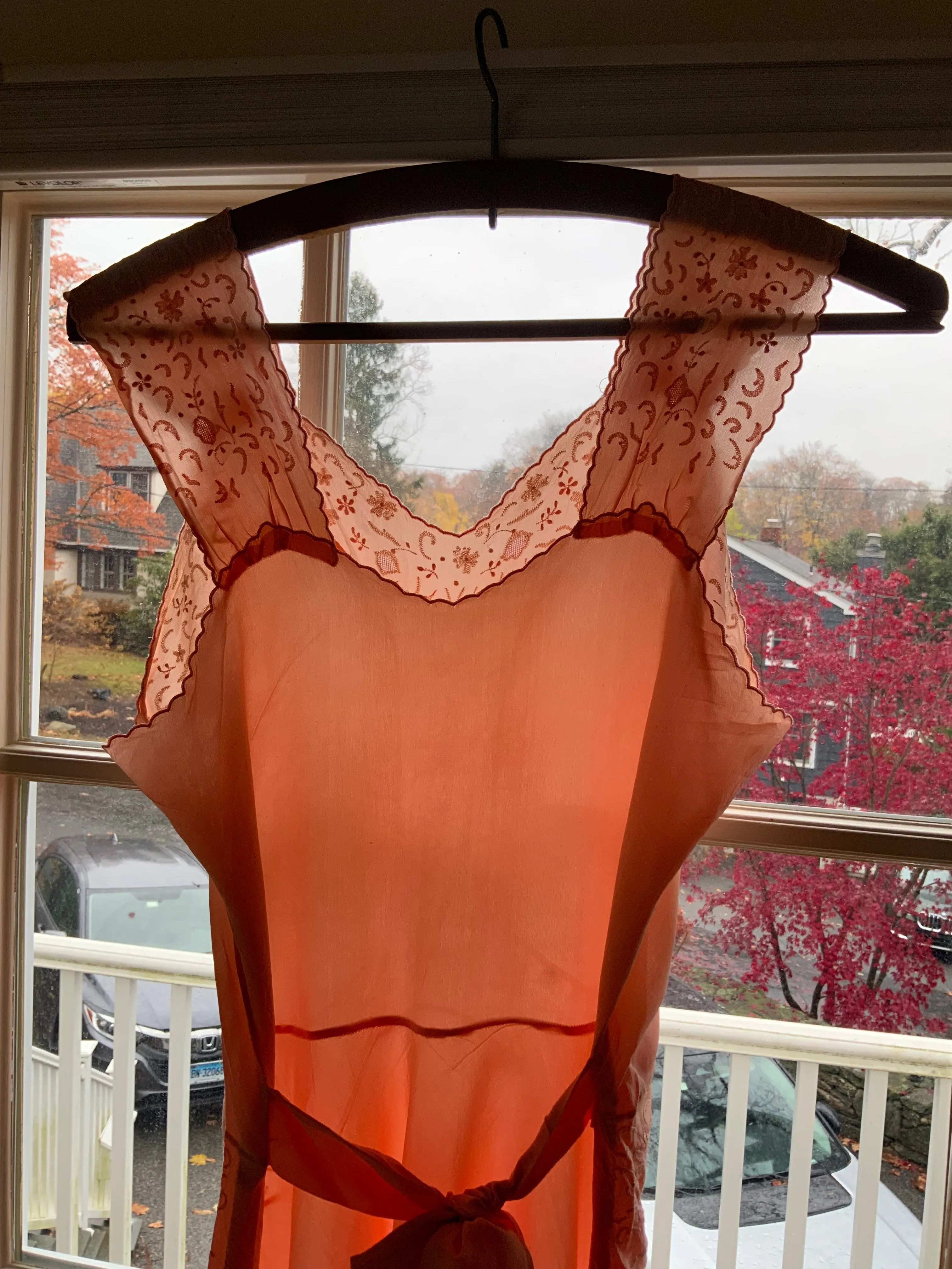 Silk Nightgown Embroidered - 40s - 40O