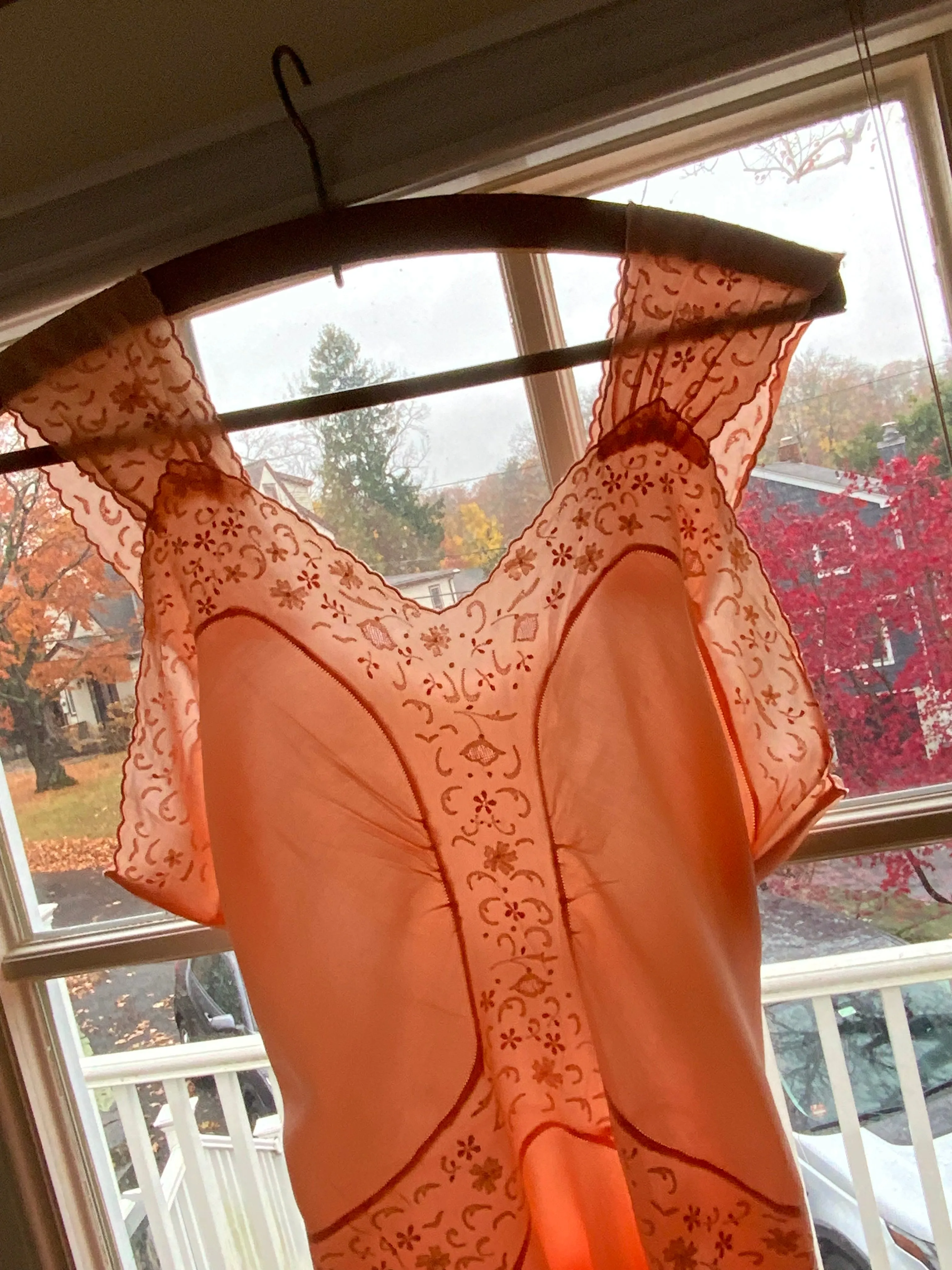 Silk Nightgown Embroidered - 40s - 40O