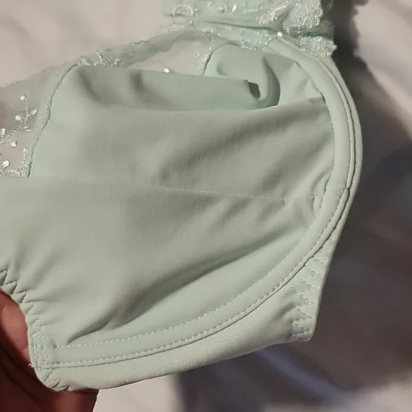Simone Perele Bra Delice Full Cup Sea Green 32F 34E Feminine Embroidery New