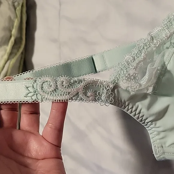 Simone Perele Bra Delice Full Cup Sea Green 32F 34E Feminine Embroidery New