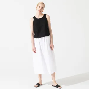 SION gathered linen skirt in White
