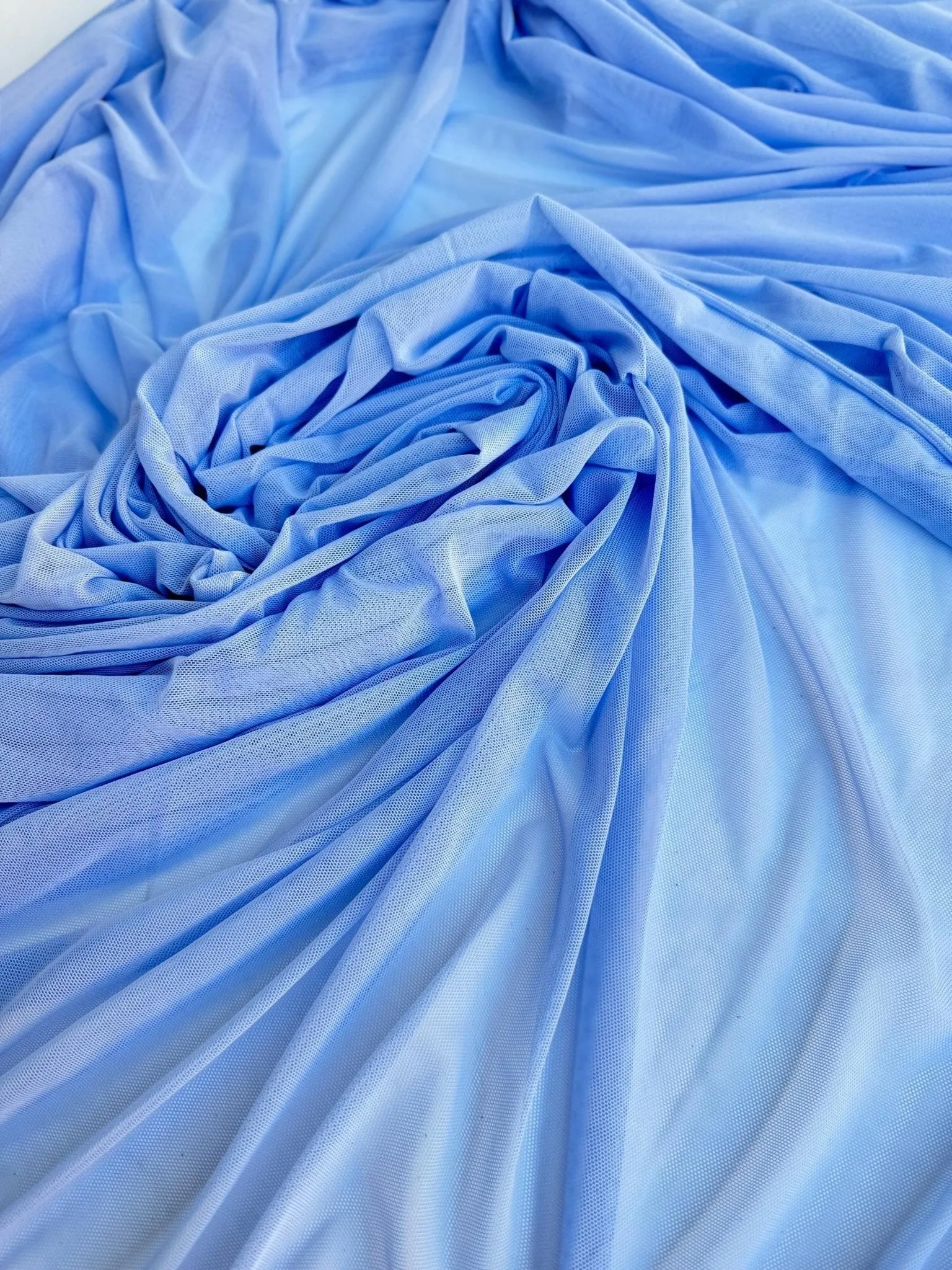Sky Blue 4-Way Stretch Power Mesh Fabric by Yard, Soft Sheer, and Luxury Fabric for Bridal, Lingerie, Yoga Wear, Dresses, Event Decoration