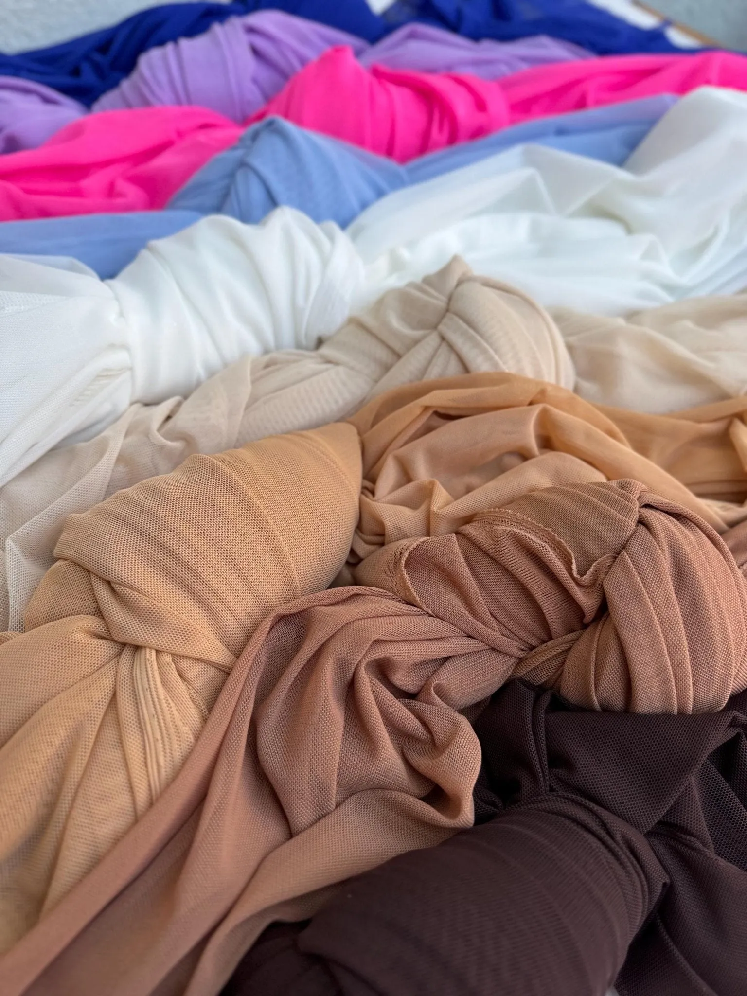 Sky Blue 4-Way Stretch Power Mesh Fabric by Yard, Soft Sheer, and Luxury Fabric for Bridal, Lingerie, Yoga Wear, Dresses, Event Decoration