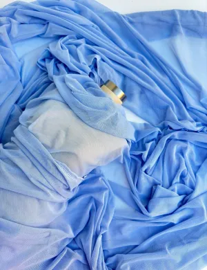 Sky Blue 4-Way Stretch Power Mesh Fabric by Yard, Soft Sheer, and Luxury Fabric for Bridal, Lingerie, Yoga Wear, Dresses, Event Decoration