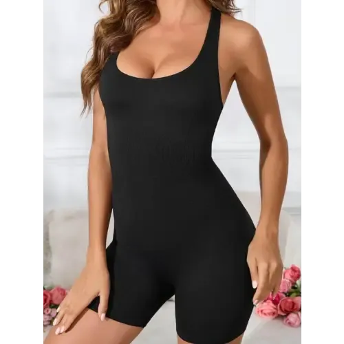 Sleek Black Crisscross Romper