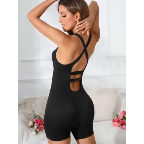 Sleek Black Crisscross Romper