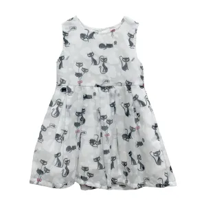 Sleeveless Cat Print A Line Dress