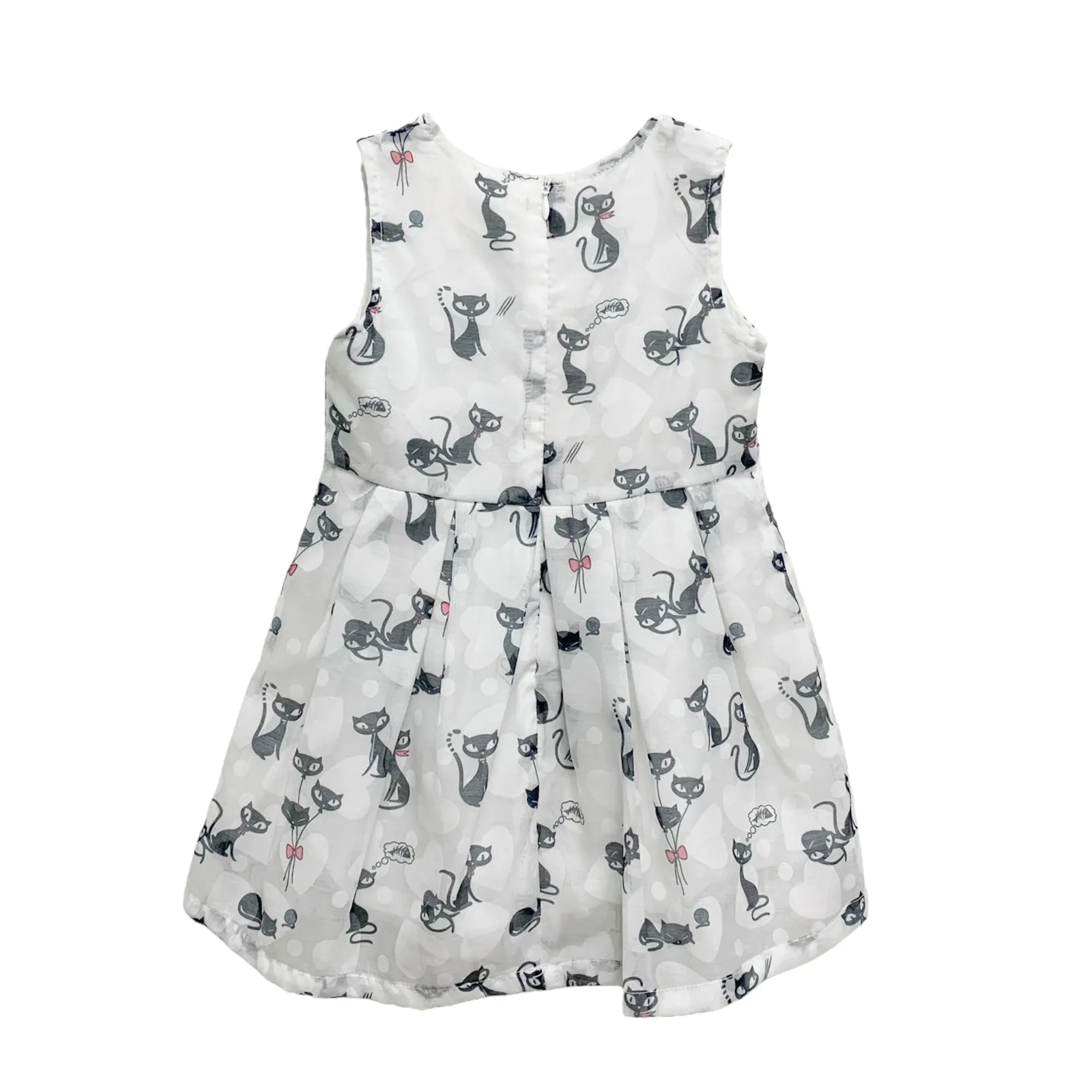 Sleeveless Cat Print A Line Dress