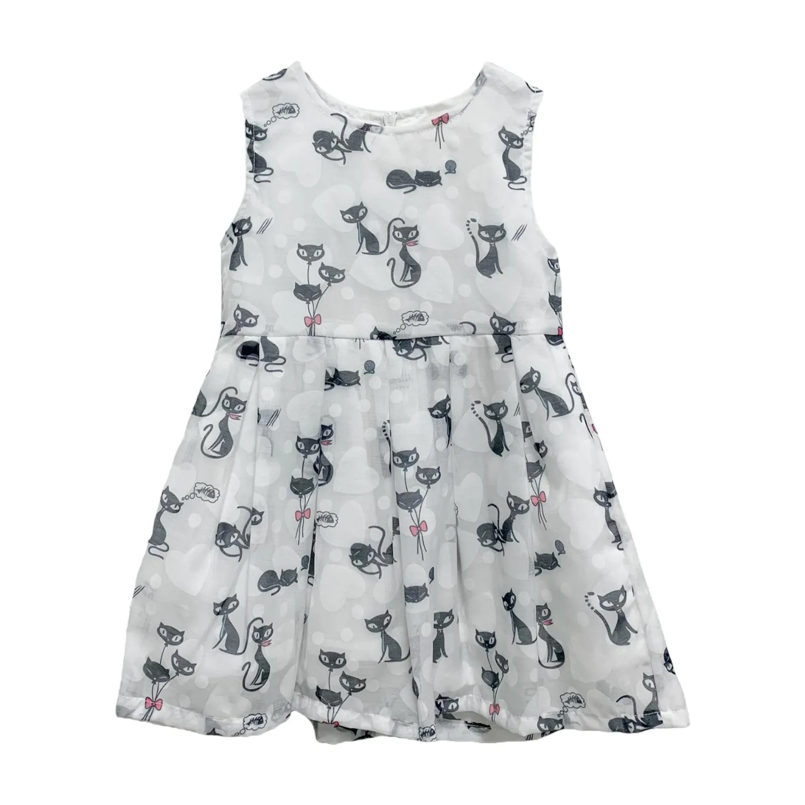 Sleeveless Cat Print A Line Dress